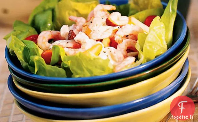 Salade de Crevettes à la Laitue au Beurre aux Poires et au Fromage Bleu