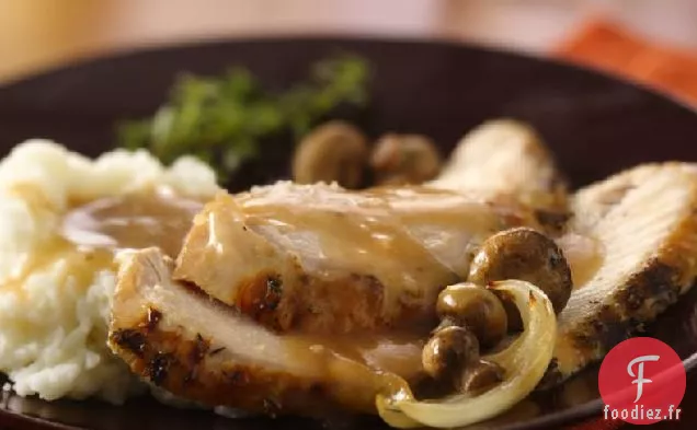 Poitrine de Dinde aux Herbes de Dijon et Sauce aux Champignons
