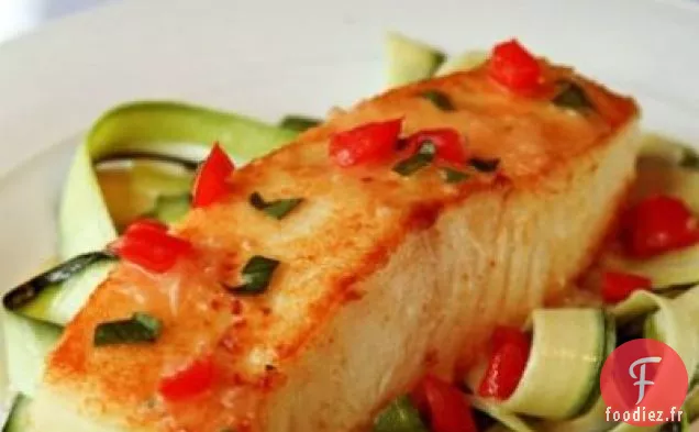 Flétan Croustillant À La Sauce Au Basilic Citronné