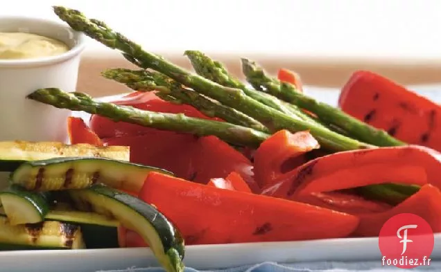 Plateau de Légumes Grillés avec Trempette Gingembre-Moutarde