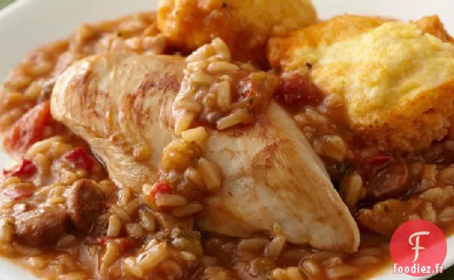 Gumbo de Poulet et Saucisse avec Boulettes de Maïs