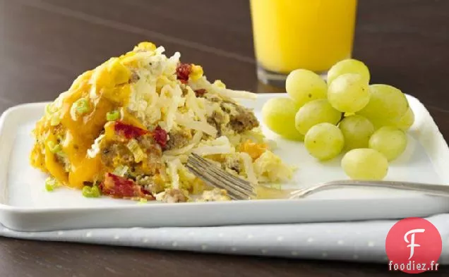 Casserole de Petit déjeuner à la Saucisse et aux Œufs à la Mijoteuse