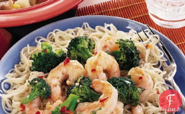 Crevettes et Brocoli Lo Mein