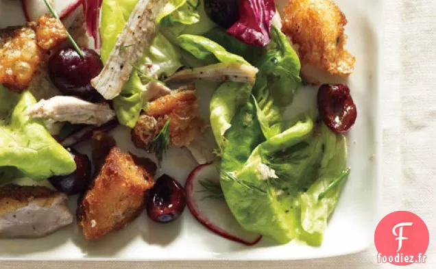Salade De Laitue Au Beurre, Poulet Et Cerises