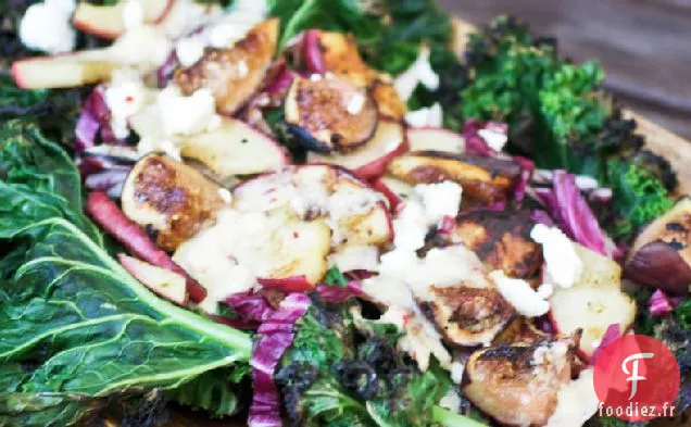 Salade de Chou Frisé Grillé, Figues et Pommes