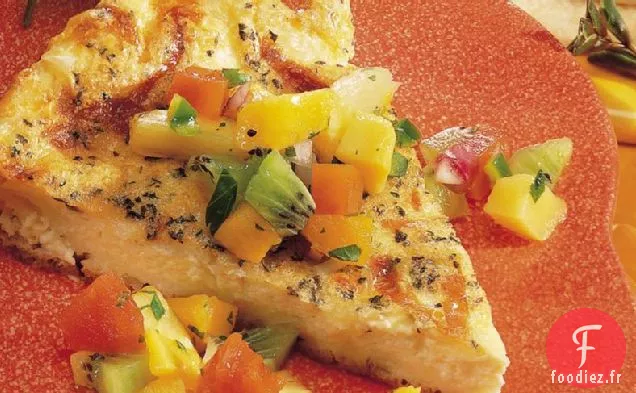 Omelette aux Herbes au Four avec Salsa aux Fruits