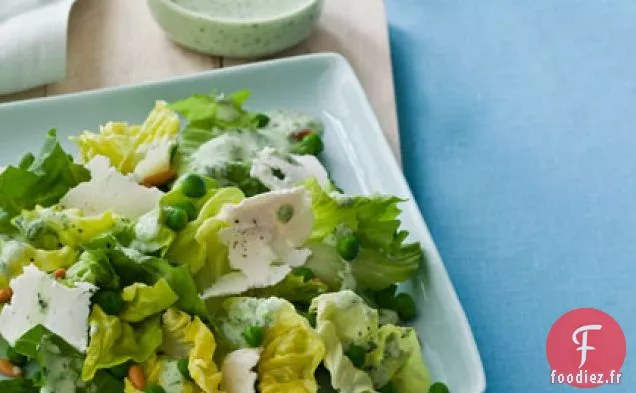 Salade de Laitue au Beurre et Scarole avec Vinaigrette Déesse Verte