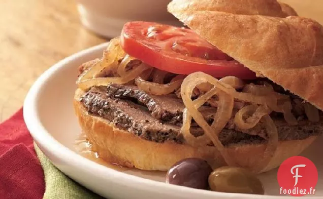 Sandwichs au Rôti de Boeuf Chaud à la Mijoteuse au Jus