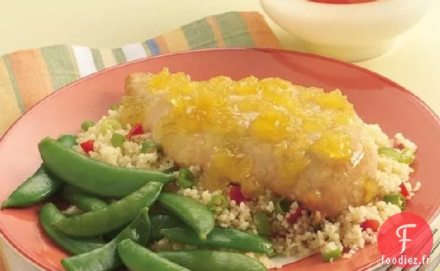 Poitrines de Poulet Glacées à l'Ananas et Pilaf au Couscous