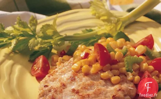 Galettes de Dinde à la Californienne avec Relish de Maïs et de Tomates