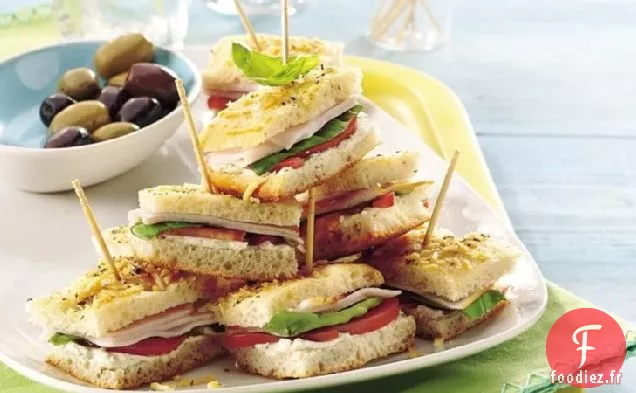 Mini Sandwichs Focaccia au Basilic et à la Dinde