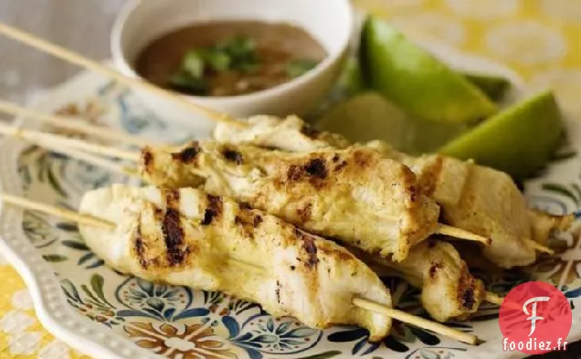 Satay de Poulet avec Sauce aux Arachides
