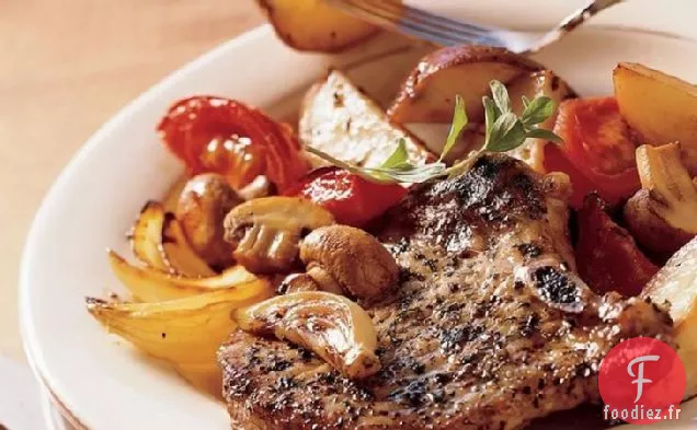 Côtelettes et Légumes de Porc Rôtis Sans Gluten