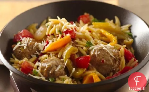 Orzo au Parmesan et Boulettes de Viande