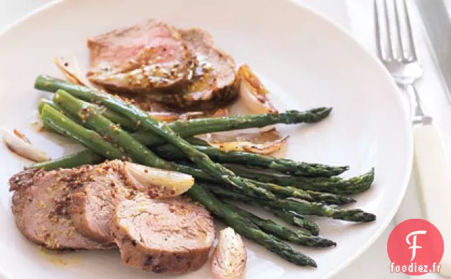Rôti de Porc et Asperges à la Vinaigrette à la Moutarde