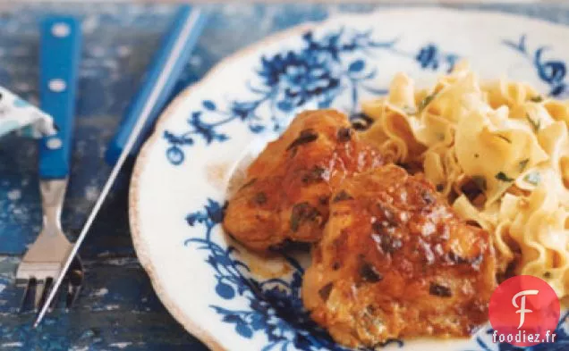 Poulet Rôti à la Moutarde et à l'Estragon avec Nouilles aux œufs