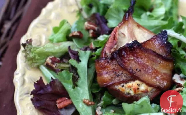 Salade de Poires Enveloppées de Bacon Rôti et Vinaigrette