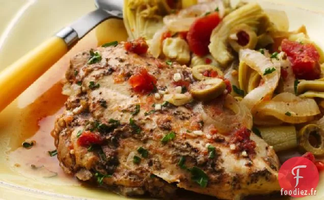 Poulet Mijoté aux Tomates et Artichauts