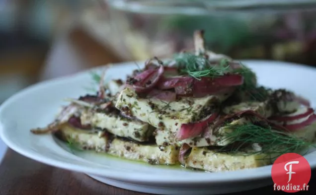 Tofu Cuit Au Four Avec Du Vin Blanc, De La Moutarde Et De L'Aneth