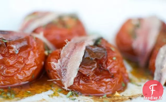 Tomates Salées Rôties Lentement avec Filet d'Anchois