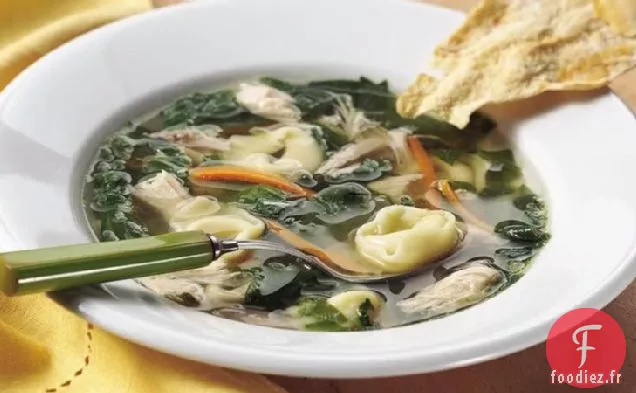 Soupe de Tortellinis au Poulet et aux Épinards