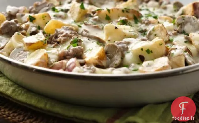 Poêle Facile aux Champignons et au Bœuf Haché