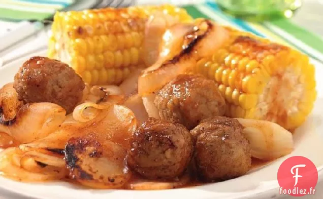 Paquets de Boulettes de Viande Grillées au Miel et au Barbecue