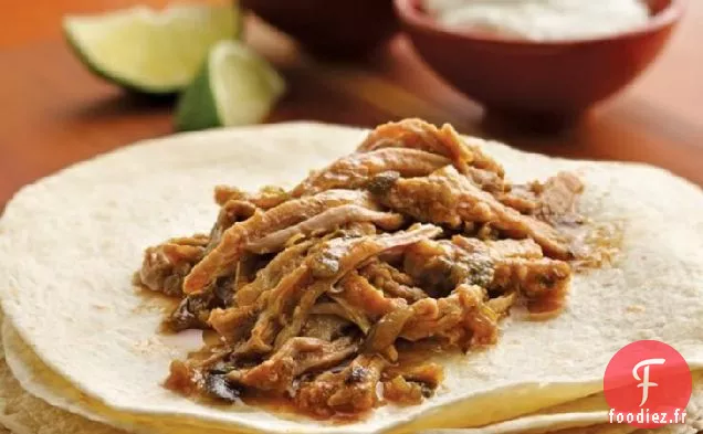 Burritos de Porc Effiloché au Chili Vert à la Mijoteuse