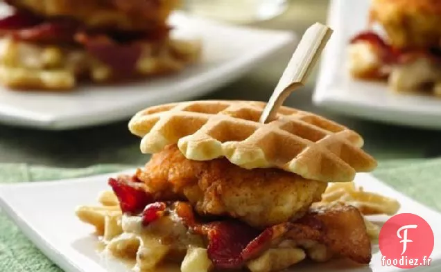 Bouchées de Sandwich au Poulet Frit et à la Gaufre