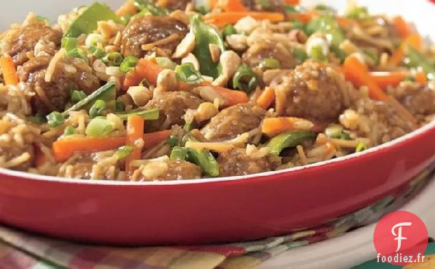 Boulette de Viande Asiatique et Mélange de Riz