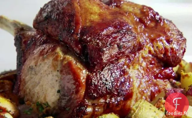 Rôti de Porc avec Glaçage à la Moutarde aux Pommes