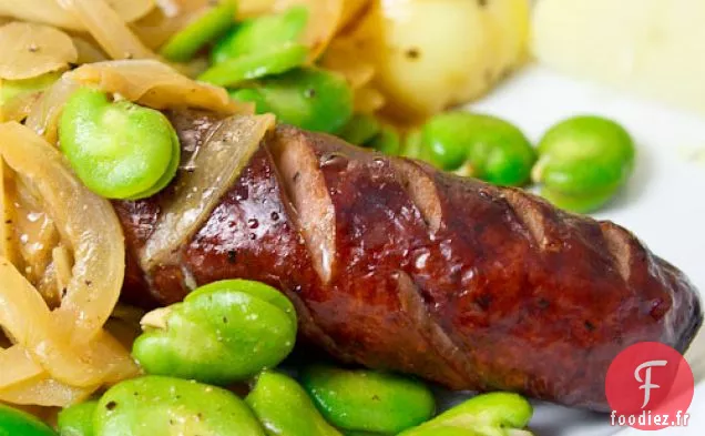 Kielbasa Aux Oignons Doux et Haricots de Lima