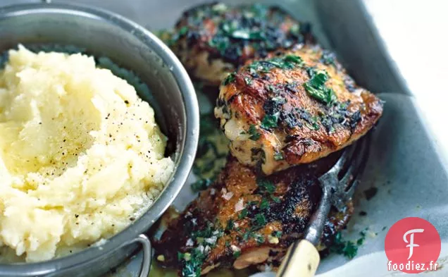 Poulet À La Moutarde Herby Avec Purée D'Huile D'Olive