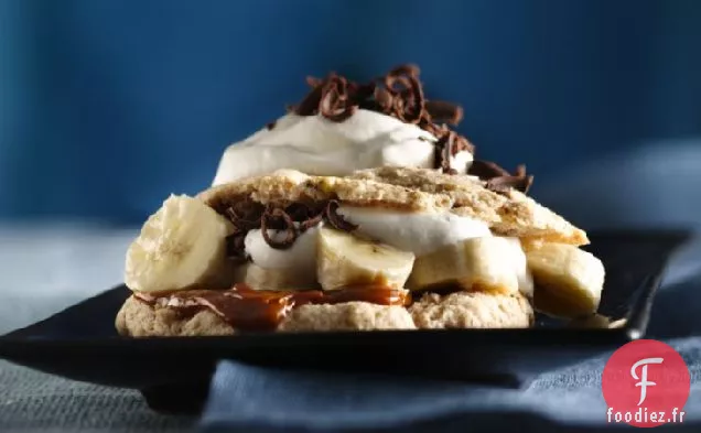 Shortcakes aux Noix de Pécan et à la Cannelle avec Bananes et Dulce de Leche
