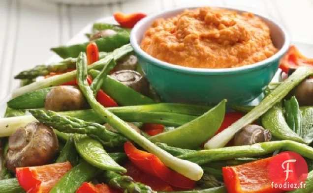 Légumes Rôtis au Houmous au Poivre Rôti