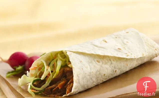 Wraps de Porc Effiloché à la Mijoteuse avec Salade de Chou