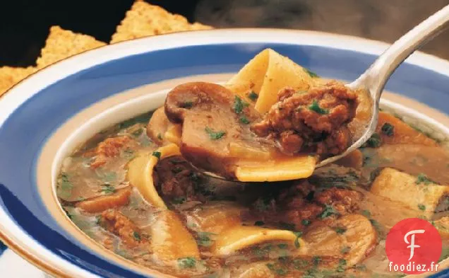 Pâtes au Bœuf et Soupe aux Champignons