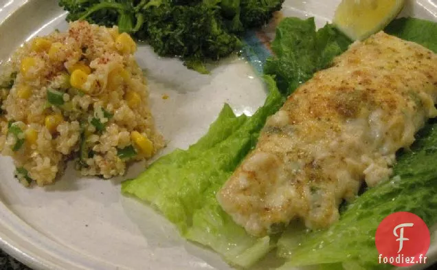 Carrie S. Forbes - Gingerlemongirl.com : La Plie au Parmesan cuite au four de Cafe Atlantic et la salade de Maïs et de Quinoa de Kate