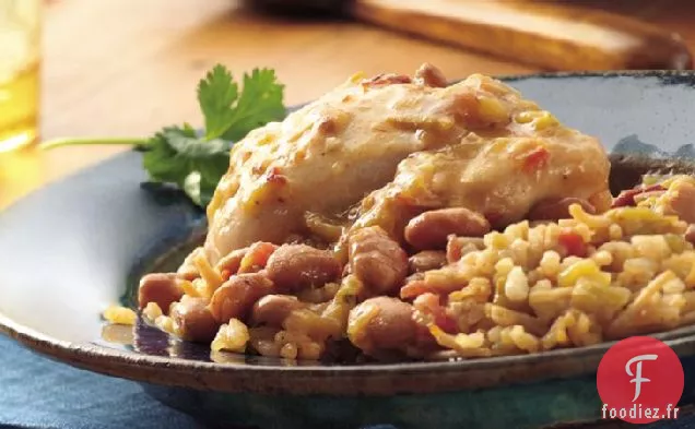 Poulet Chipotle à la Mijoteuse et Pintos au Riz Espagnol