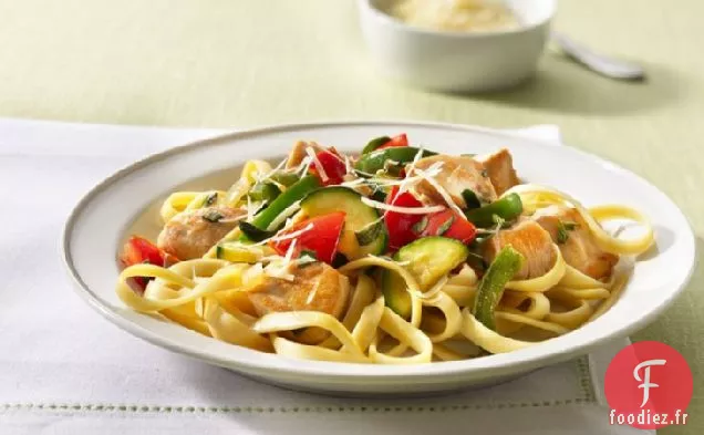 Fettuccine au Poulet et Légumes aux Herbes