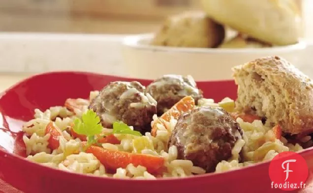 Souper de Boulettes de Viande et de Riz Crémeux