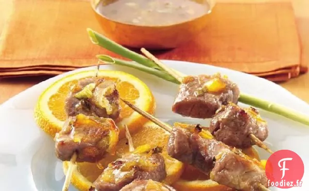 Brochettes de Porc Au Gingembre Et à l'Orange