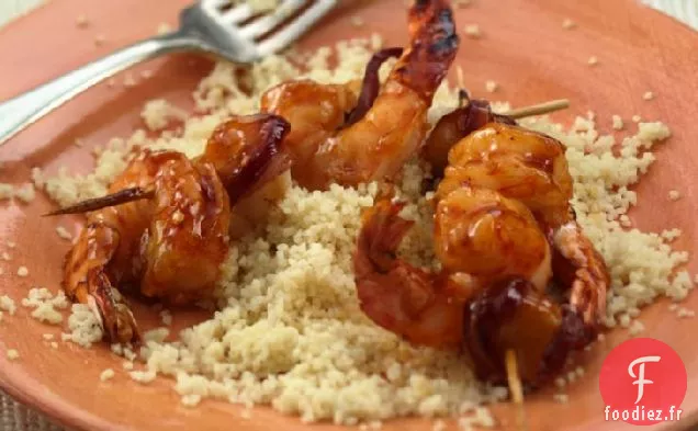Brochettes de Crevettes BBQ aux Abricots Sucrés