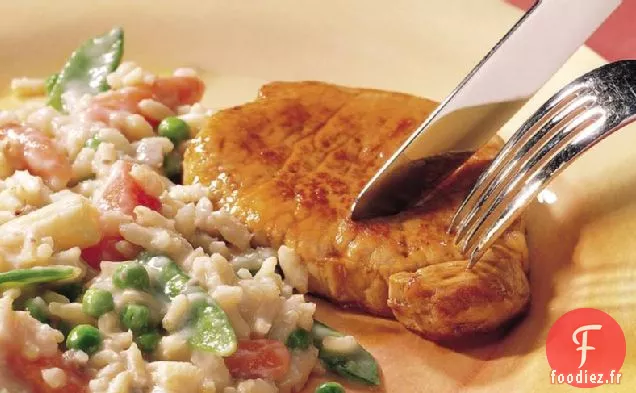 Dîner de Côtelettes de Porc avec Riz et Légumes