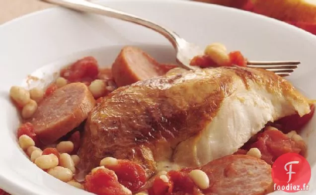 Casserole de Poulet, Haricots et Saucisses