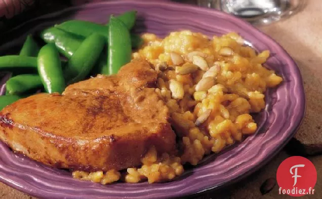 Côtelettes de Porc à l'Érable avec Risotto à la citrouille