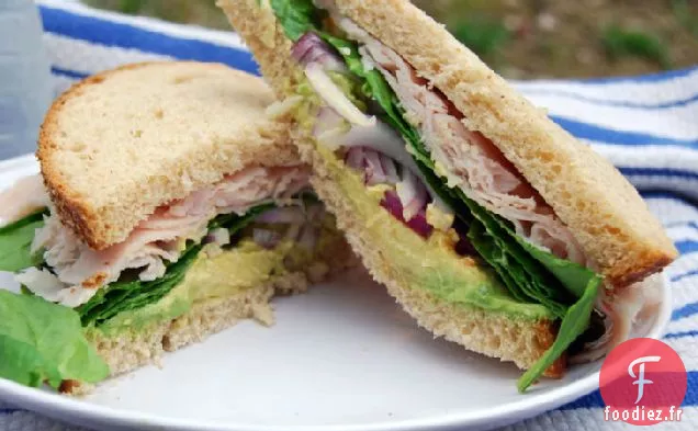 Sandwich à la Dinde Farcie, Avocat et Épinards au Citron