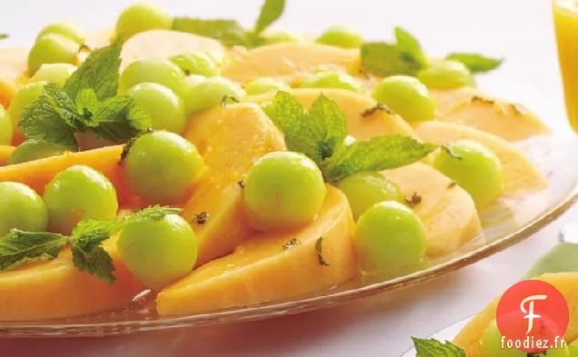 Salade de Melon au Sirop d'Orange et de Menthe