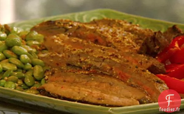 Steak de Flanc avec Edamame Sauté et Vinaigrette Wasabi-Moutarde