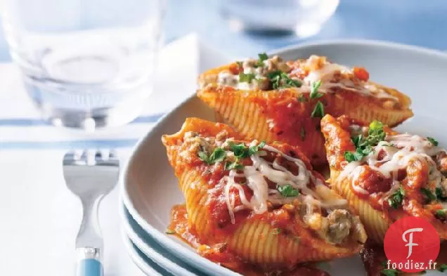 Coquilles de Pâtes au Bœuf Aux Trois Fromages